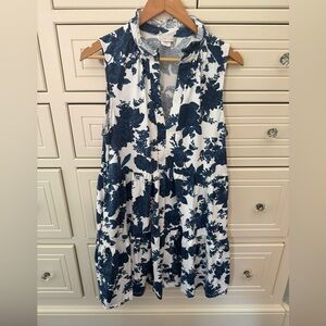 MAHI GOLD Navy and White Floral Lauren Dress